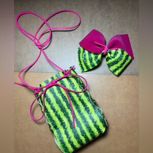 Watermelon Hair bow and Bucket Bag